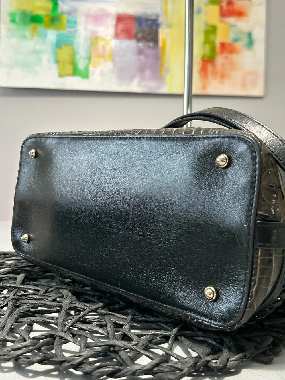 Brahmin Duxbury Graphite Aster Melbourne Leather Satchel